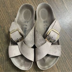 Birkenstock Siena big buckle washed metallic suede